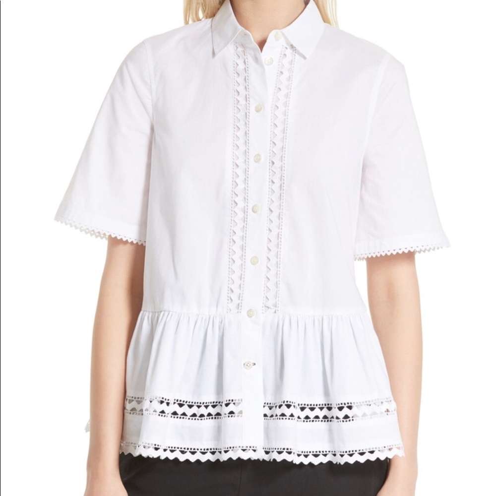 Kate Spade Broome Street White Lace Inset Peplum